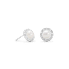 Load image into Gallery viewer, Cultured Freshwater and CZ Earrings
