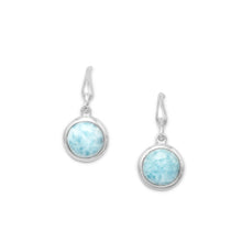 Load image into Gallery viewer, Rhodium Plated Larimar Drop Earrings
