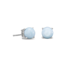 Load image into Gallery viewer, Rhodium Plated Larimar Stud Earrings
