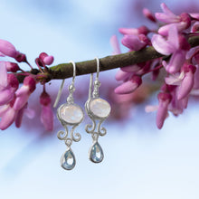 Load image into Gallery viewer, Miranda Moonstone &amp; Topaz Drop Earrings
