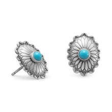 Load image into Gallery viewer, Oxidized Turquoise Concho Stud Earrings
