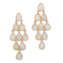 Load image into Gallery viewer, 14 Karat Gold Plated Rainbow Moonstone Chandelier Earrings
