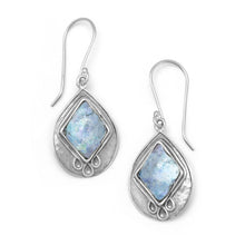 Load image into Gallery viewer, Textured Pear Ancient Roman Glass Earrings
