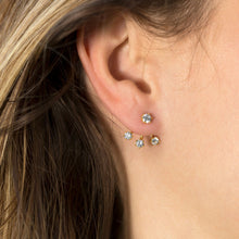 Load image into Gallery viewer, 14 Karat Gold Plated CZ Front Back Earrings
