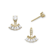 Load image into Gallery viewer, 14 Karat Gold Plated Multishape CZ Front Back Earrings
