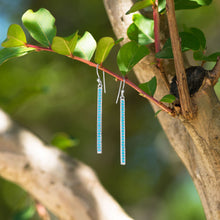 Load image into Gallery viewer, Rhodium Plated Nano Turquoise Bar Earrings
