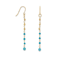 Load image into Gallery viewer, 14K Gold Plated French Wire Earrings with Reconstituted Turquoise Beads
