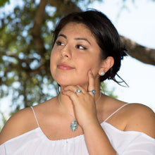 Load image into Gallery viewer, Round Ancient Roman Glass Stud Earrings with Woven Wire Mesh
