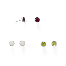 Load image into Gallery viewer, Set of 3 Peridot, Mother of Pearl, and Garnet Button Studs
