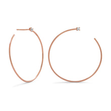 Load image into Gallery viewer, 14 Karat Rose Gold Plated Lateral 3/4 Hoops with Single CZ
