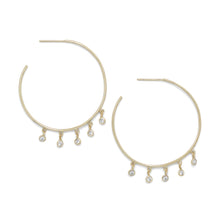 Load image into Gallery viewer, 14 Karat Gold Plated Dangling CZ Hoops
