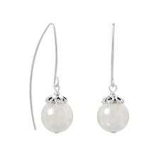 Load image into Gallery viewer, Sterling Silver Glass Pearl Wire Earrings
