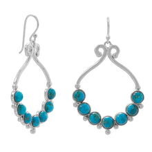 Load image into Gallery viewer, Polished Reconstituted Turquoise Outline and Bead Design French Wire Earrings

