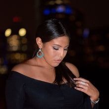 Load image into Gallery viewer, Polished Reconstituted Turquoise Outline and Bead Design French Wire Earrings
