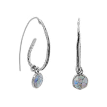 Load image into Gallery viewer, Oxidized Coil Design Ancient Roman Glass Earrings
