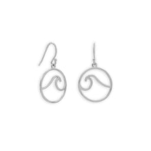 Load image into Gallery viewer, Rhodium Plated Outline Wave French Wire Earrings
