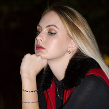 Load image into Gallery viewer, Rhodium Plated Multi Color CZ Hoop Earrings
