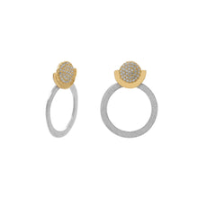 Load image into Gallery viewer, Two Tone CZ and Circle Drop Post Earrings
