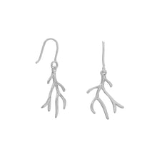 Load image into Gallery viewer, Rhodium Plated Polished Antler Design French Wire Earrings
