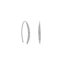 Load image into Gallery viewer, Rhodium Plated Graduated CZ Vertical Bar Earrings
