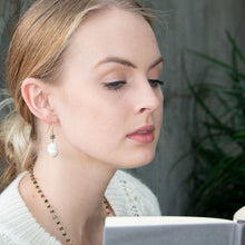 Load image into Gallery viewer, 14 Karat Gold Plated CZ and Baroque Culture Freshwater Pearl Earrings
