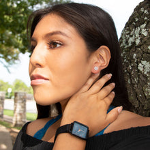 Load image into Gallery viewer, Polished Snowflake Stud Earrings with Crystal Center
