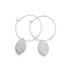 Load image into Gallery viewer, Hoop with Leaf Drop Earring
