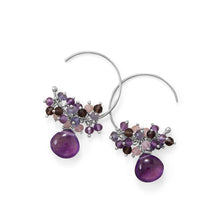 Load image into Gallery viewer, Plum Perfect! Rhodium Plated Multi Stone Beaded Wire Earring
