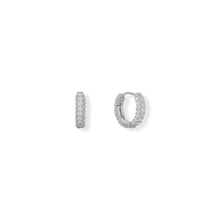 Load image into Gallery viewer, Dainty and Darling! Rhodium Plated CZ Click Hoop Earrings

