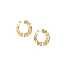 Load image into Gallery viewer, Wonderfully Wavy! 14 Karat Gold Plated Flat Wavy Hoop Earrings
