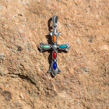 Load image into Gallery viewer, Marquise Multicolor Stone Cross Pendant

