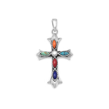 Load image into Gallery viewer, Marquise Multicolor Stone Cross Pendant

