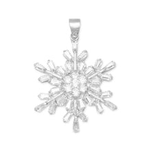 Load image into Gallery viewer, Rhodium Plated CZ Snowflake Pendant
