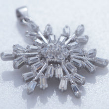 Load image into Gallery viewer, Rhodium Plated CZ Snowflake Pendant
