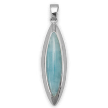 Load image into Gallery viewer, Rhodium Plated Marquise Larimar Pendant
