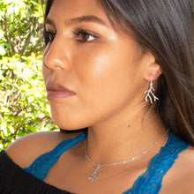 Load image into Gallery viewer, Rhodium Plated Polished Antler Design French Wire Earrings

