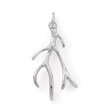 Load image into Gallery viewer, Rhodium Plated Polished Antler Design Pendant
