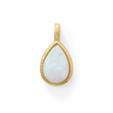 Load image into Gallery viewer, 14 Karat Gold Plated Textured Pear Pendant with Synthetic Opal

