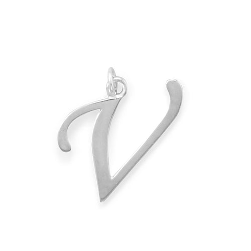 Polished Letter V Initial Pendant