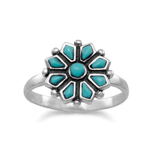 Load image into Gallery viewer, Reconstituted Turquoise Flower Ring
