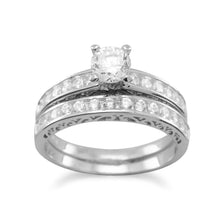 Load image into Gallery viewer, Rhodium Plated Wedding Band Set
