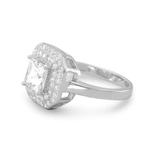 Load image into Gallery viewer, Rhodium Plated Ring with Square CZ
