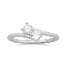 Load image into Gallery viewer, Rhodium Plated Double CZ Ring with CZ Band
