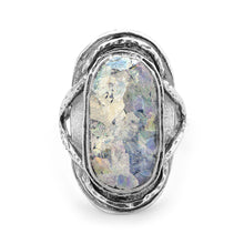 Load image into Gallery viewer, Oxidized Oval Roman Glass Ring
