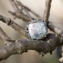 Load image into Gallery viewer, Ornate Large Square Roman Glass Ring
