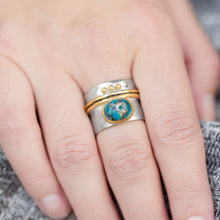 Load image into Gallery viewer, Two Tone Stabilized Turquoise Ring
