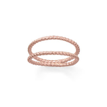 Load image into Gallery viewer, 14 Karat Rose Gold Plated Rope Twist Double Band Ring
