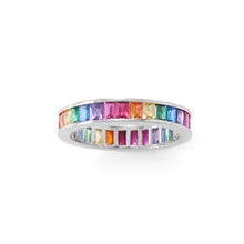 Load image into Gallery viewer, Rhodium Plated Rainbow CZ Ring
