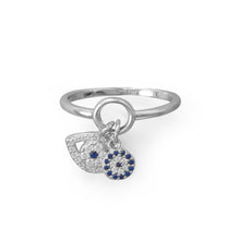 Load image into Gallery viewer, Rhodium Plated Evil Eye Charm Ring
