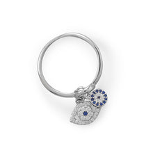 Load image into Gallery viewer, Rhodium Plated Evil Eye Charm Ring
